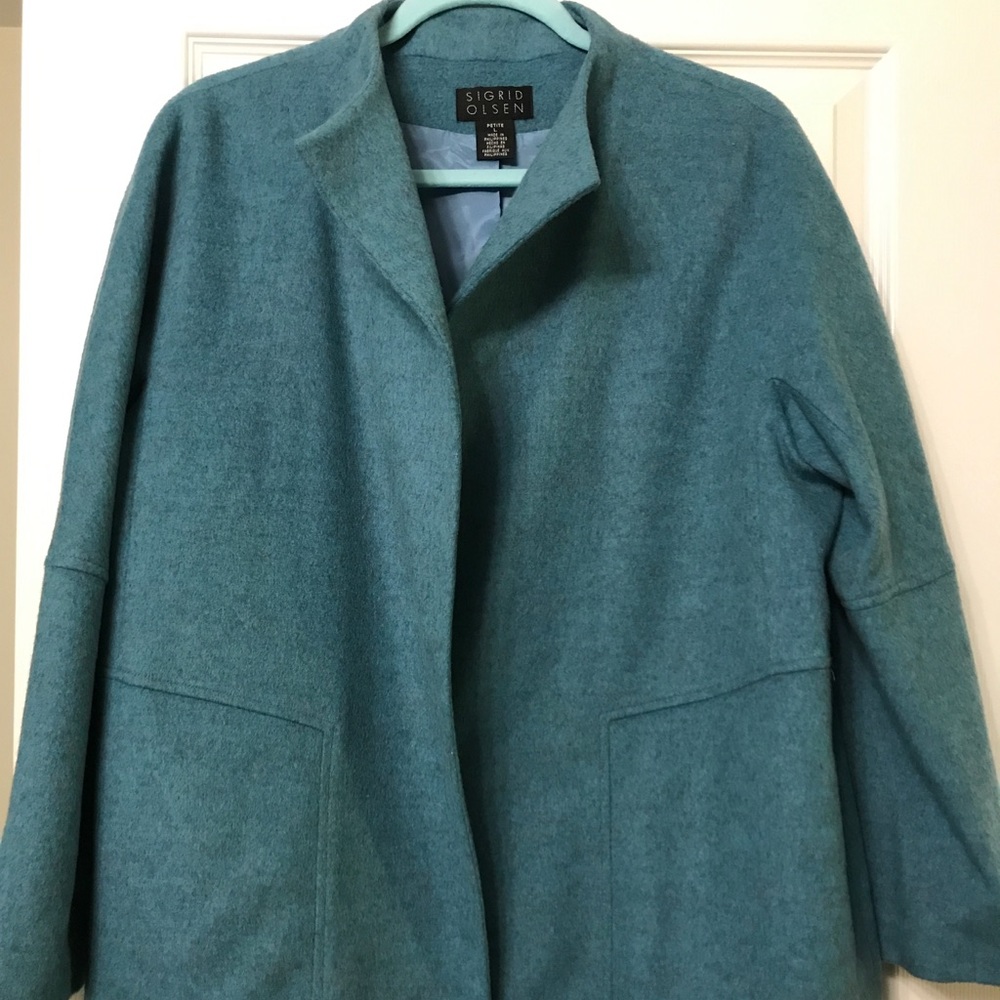 Sigrid Olsen aqua color coat